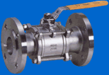 photograph of two pieces flanged full port ball valve